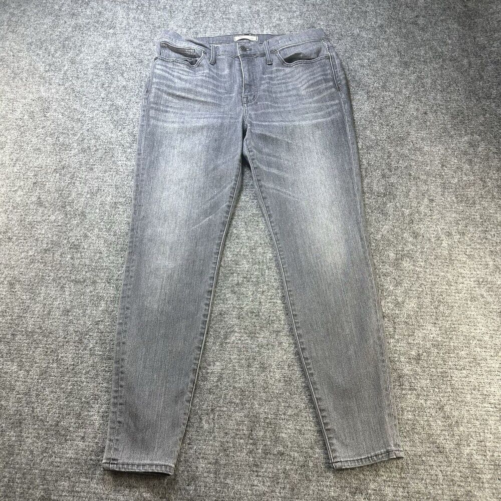Madewell Jeans Women 32 Gray Skinny 9 inch High-Rise Tapered Stretch Grunge